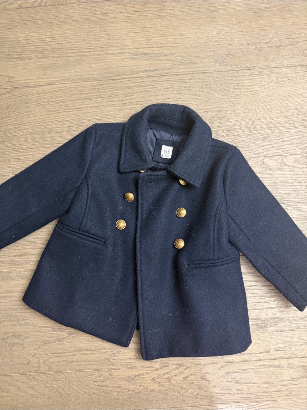 GAP Navy Double-Breasted Kids Peacoat with Gold Buttons
